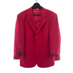 Lucci Collezion Red & black music note concert blazer size 40 R